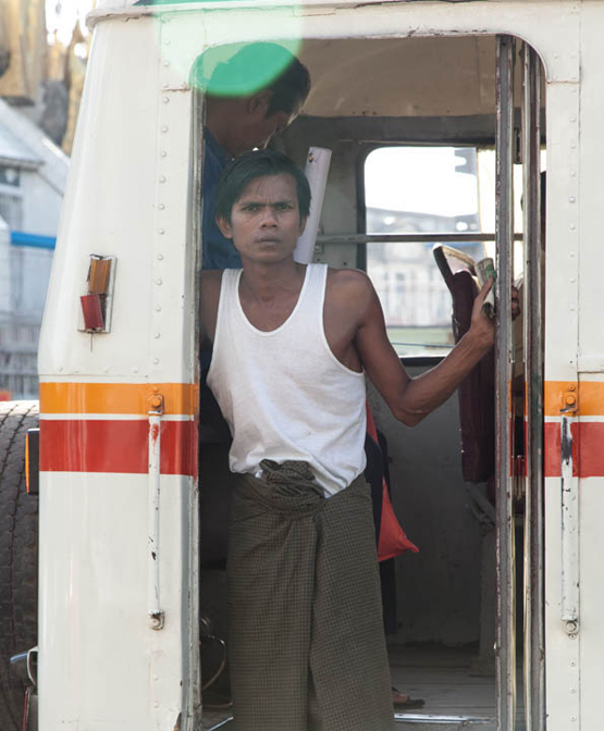 Scott Dietrich, Working the Busses, Yangon, Myanmar, 2014