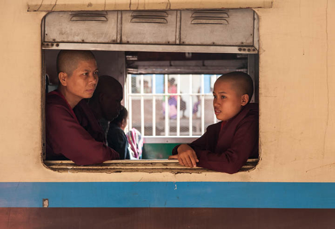 Scott Dietrich, Monks Waiting to Depart, Yangon, Myanmar, 2014