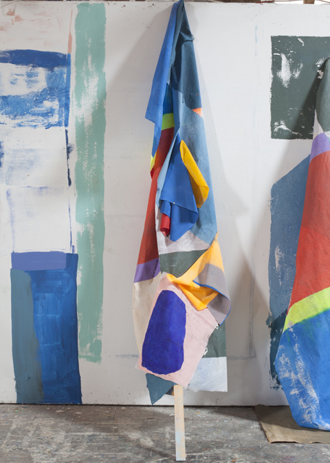 Anna Kunz, The Protagonist 4, latex on fabric and wall sculpture, 10' x 6' x 3'd, 2014