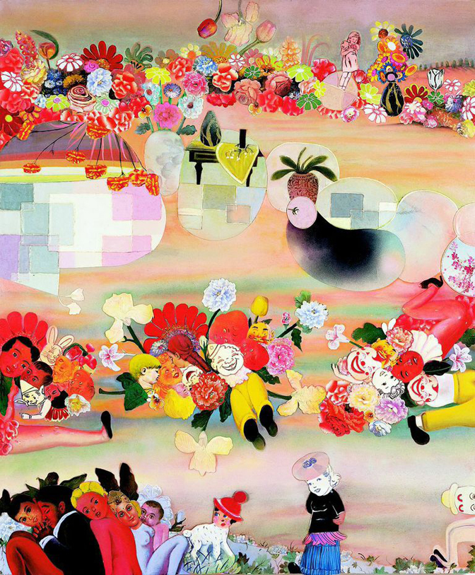 Phyllis Bramson, What Went Wrong?, 70" × 50" mixed media on canvas, 2004