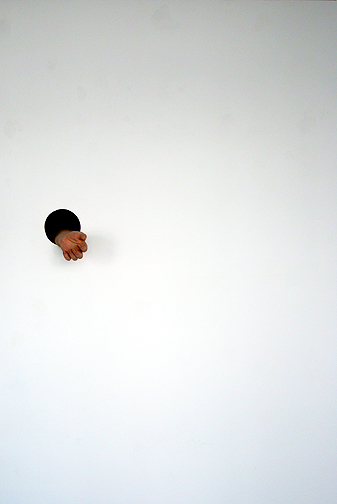 Meg Duguid, Hole for Shaking Hands, 2012, drywall 