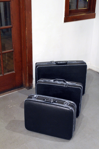 Meg Duguid, Produced by Hole For Shaking Hands, 2013, Drywall, Wood, Suitcases, Tyvek, Automobile