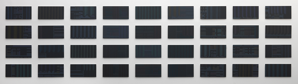 Matthew Girson, The Painter’s Other Library, 1,2,3 (2013-2014), Oil on Alupanel, 9’ x 28’ courtesy of the artist photograph by Tom Van Eynde