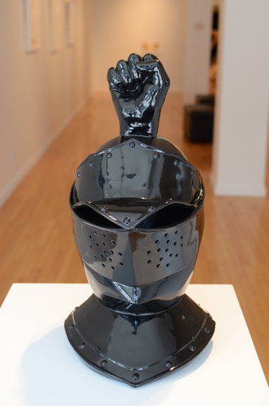 Ian Weaver, BLACK POWER HELMET, 2009 Aluminum 18” x 9” x 12” 