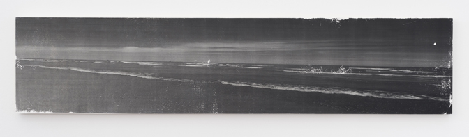 Ian Weaver, SHORELINE I, 2014 Emulsion transfer with sanding and wax on panel 9.5" x 96" 