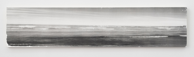 Ian Weaver, SHORELINE IV, 2014 Emulsion transfer with sanding and wax on panel 9.5" x 96" 