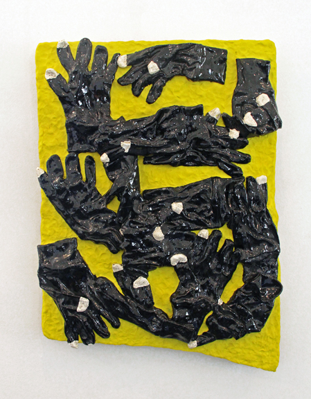 Dan Luetke, "E-Touch" - Glazed Ceramic and Animation Clay - 18'' X 27'', 2015