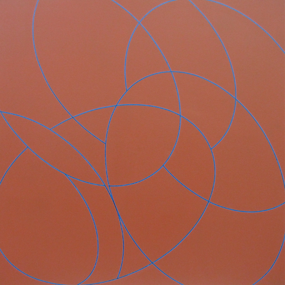 Corey Postiglione, Lines of Flight #6, acrylic on canvas, 30" square, 2014