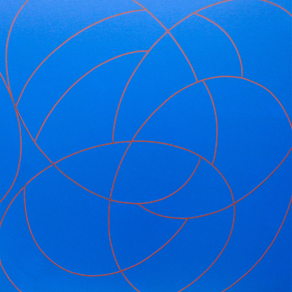 Corey Postiglione, Lines of Flight #7, acrylic on canvas, 30" square, 2014