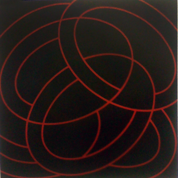Corey Postiglione, Black & Red, acrylic on canvas, 24" square, 2015