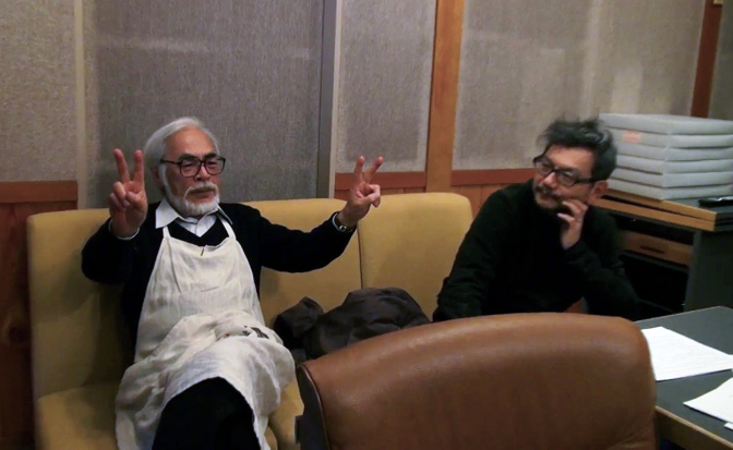 Hayao Miyazaki and Hideaki Anno (© 2013 dwango)