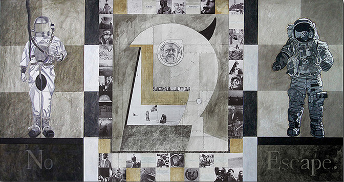 Steve Sherrell, Existential Crisis, mixed-media on canvas, 7 x 14 feet, 2013