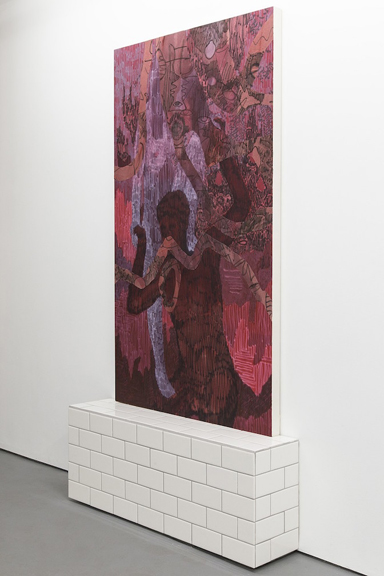 Dan Rizzo-Orr It could be easier together Acrylic on Cotton, Ceramic Tile Pedestal  36”x60 