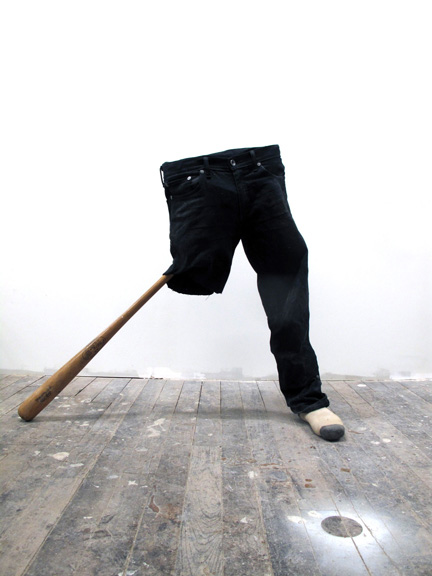 Alex Gartelmann, Prop, 2014 Hank Aaron Signature Model Hillerich & Bradsby Ash Baseball Bat, pants, epoxy, resin, foam, and sock 34x38x11 inches