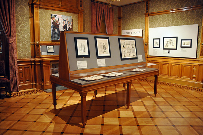 "With a Wink and a Nod: Cartoonists of the Gilded Age", installation view, The Driehaus Museum, Chicago, Illinois, June 25, 2016 - January 8, 2017