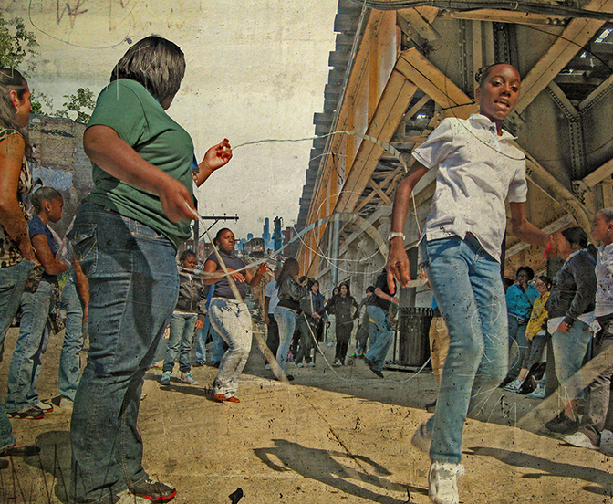 Damon Locks, Street Scene: Girls at Play, 2010