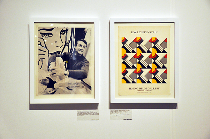 Portrait of Roy Lichtenstein at the Ferus Gallery, L.A., CA, 1964, and announcement for exhibition at Irving Blum Gallery, L.A., CA, 1969, @ Alden Projects, New York, New York