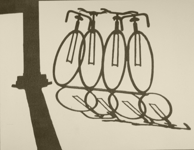 Barbara Eberhard, Bicycles, gum bichromate on paper, 2017