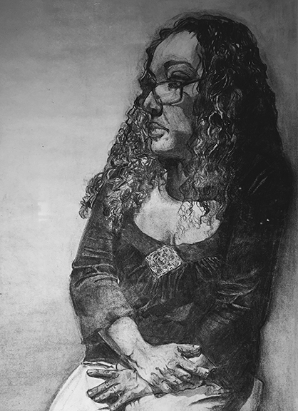 Shauri Gonzalez, charcoal drawing, Urbana H.S., 2016