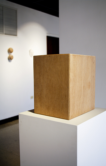 Colin Sherrell, Block Head virola, installation view, University of St. Francis Art Gallery, Joliet, Illinois, 2018