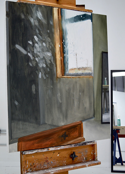 Gwendolyn Zabicki, Fingerprints on a Mirror, oil on canvas, 2018