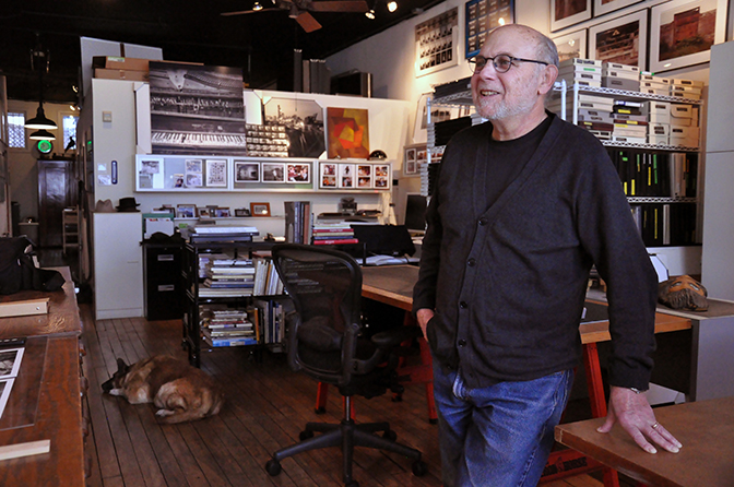 Ron Gordon, photographer, with Lola, Chicago, 2014 by Chester Alamo-Costello