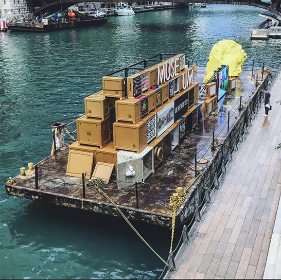 Floating Museum: River Assembly, 2017, Public art project and exhibition by Andrew Schachman, Avery r Young, Faheem Majeed and Jeremiah Hulsebos-Spofford