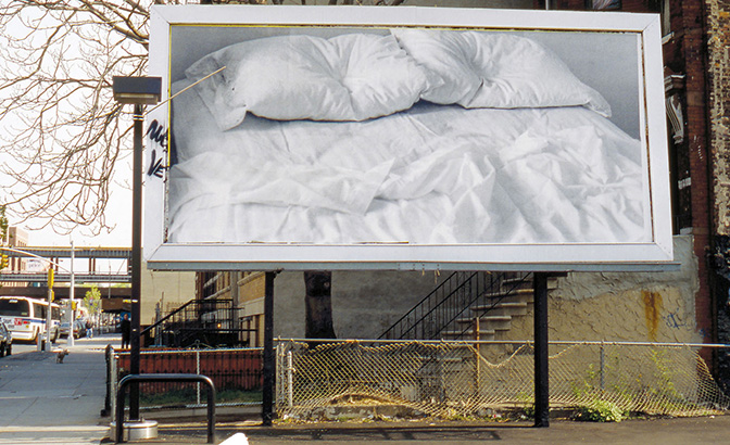 Felix Gonzalez-Torres. “Untitled.” 1991. Billboard, dimensions vary with installation. The Museum of Modern Art, New York. Gift of Werner and Elaine Dannheisser. © The Felix Gonzalez-Torres Foundation, New York. Installation view at 11th Avenue and 38th Street, Manhattan (February 20–March 18, 2012), as part of Print/Out, The Museum of Modern Art, February 19–May 14, 2012. Photo by David Allison