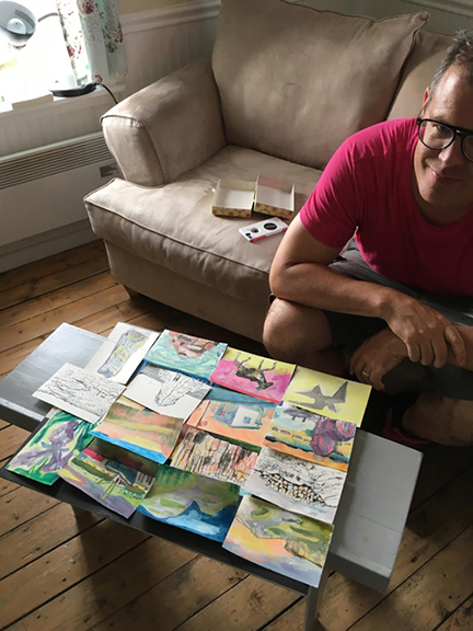 Zachary Cahill, Artist with Post Cards, Fogo Island, Newfoundland and Labrador, Canada, 2018
