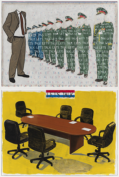 Art Kleinman, Dick, mixed media on wood, 48 x 134”, 2013