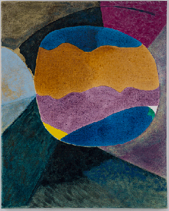 Leslie Baum, shape of the day: h.f,f.p., 20” x 16”, oil and acrylic on canvas, 2018