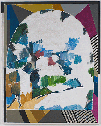 Leslie Baum, shape of the day: p.c, s.d, 20” x 16”, oil and acrylic on canvas , 2017