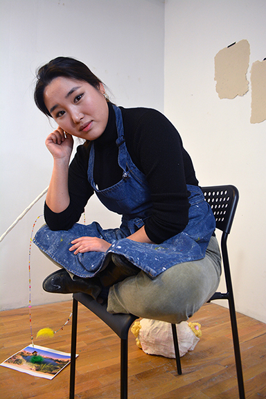 Ji Su Kwak, artist in studio, Chicago, Illinois, 2019