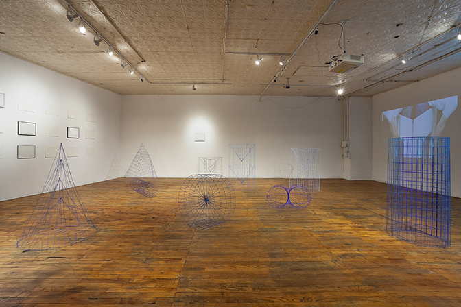 Matt Kayhoe Brett, Installation view: works in *not to scale, tempera on steel wire, Heaven Gallery, Chicago, 2018