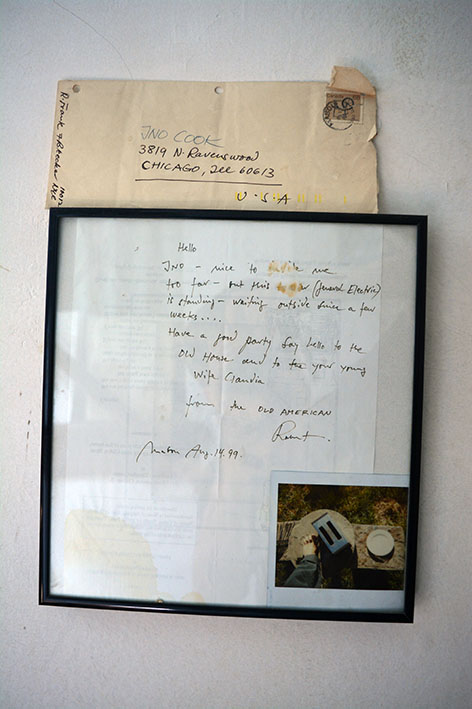 A letter dated 1999 from photographer Robert Frank to Jno Cook, Ravenswood, Chicago, 2019