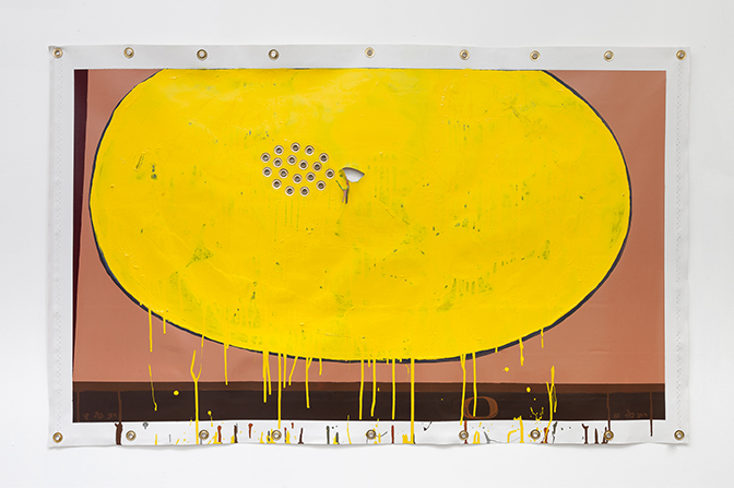 Roni Packer, The 18th Lemon, enamel and oil on canvas, 32.5" x 51", 2019