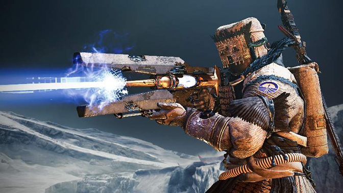 Warlock with the trace rifle Divinity, a new Shadowkeep exotic.