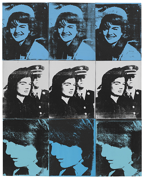Andy Warhol. Nine Jackies, 1964. Whitney Museum of American Art, New York; gift of The American Contemporary Art Foundation, Inc. Leonard A. Lauder, President. © 2019 The Andy Warhol Foundation for the Visual Arts, Inc. / Artists Rights Society (ARS), New York.