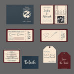 Lauren Tuider, Destination Wedding Package: Justin & Alannah, navy and maroon color variation, 2020