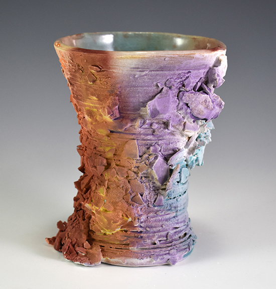 Nic Eckmayer, Airbrush Test Cup, underglaze and glaze on stoneware, 3.5"x3.75"x5", 2020